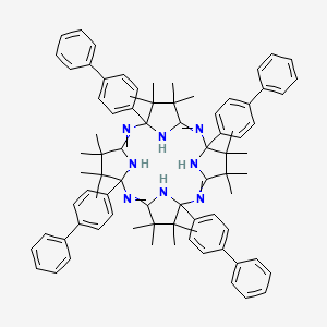 molecular formula C80H88N8 B13390524 4,4,5,5,9,9,10,10,14,14,15,15,19,19,20,20-Hexadecamethyl-3,8,13,18-tetrakis(4-phenylphenyl)-2,7,12,17,21,22,23,24-octazapentacyclo[16.2.1.13,6.18,11.113,16]tetracosa-1,6,11,16-tetraene CAS No. 8016-88-4