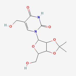 molecular formula C13H18N2O7 B13390555 5-(Hydroxymethyl)-1-[6-(hydroxymethyl)-2,2-dimethyl-3a,4,6,6a-tetrahydrofuro[3,4-d][1,3]dioxol-4-yl]pyrimidine-2,4-dione 