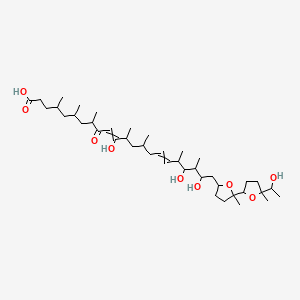 molecular formula C41H72O9 B13390604 11,19,21-trihydroxy-22-[5-[5-(1-hydroxyethyl)-5-methyloxolan-2-yl]-5-methyloxolan-2-yl]-4,6,8,12,14,18,20-heptamethyl-9-oxodocosa-10,16-dienoic acid 