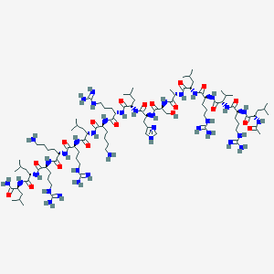 molecular formula C97H181N37O19 B13390645 (2S)-2-[[(2S)-2-[[(2S)-2-[[(2S)-2-[[(2S)-2-[[(2S)-2-[[(2S)-2-[[(2S)-2-[[(2S)-2-[[(2S)-2-[[(2S)-2-[[(2S)-2-[[(2S)-2-[[(2S)-2-acetamido-4-methylpentanoyl]amino]-5-carbamimidamidopentanoyl]amino]-3-methylbutanoyl]amino]-5-carbamimidamidopentanoyl]amino]-4-methylpentanoyl]amino]propanoyl]amino]-3-hydroxypropanoyl]amino]-3-(1H-imidazol-4-yl)propanoyl]amino]-4-methylpentanoyl]amino]-5-carbamimidamidopentanoyl]amino]-6-aminohexanoyl]amino]-4-methylpentanoyl]amino]-5-carbamimidamidopentanoyl]amino]-6-amino-N-[(2S)-1-[[(2S)-1-[[(2S)-1-amino-4-methyl-1-oxopentan-2-yl]amino]-4-methyl-1-oxopentan-2-yl]amino]-5-carbamimidamido-1-oxopentan-2-yl]hexanamide 