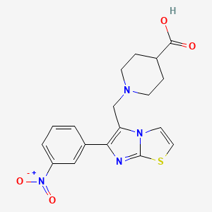 molecular formula C18H18N4O4S B13390704 1-[6-(3-Nitrophenyl)imidazo[2,1-b]thiazol-5-ylmethyl]piperidine-4-carboxylic acid 