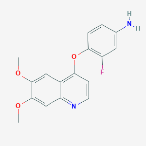 molecular formula C17H15FN2O3 B1339071 4-((6,7-Dimethoxyquinolin-4-yl)oxy)-3-fluorobenzenamine CAS No. 347161-74-4