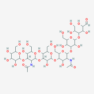 molecular formula C40H68N2O31 B13390713 N-[5-[4-[3-acetamido-5-hydroxy-6-(hydroxymethyl)-4-[3,4,5-trihydroxy-6-(hydroxymethyl)oxan-2-yl]oxyoxan-2-yl]oxy-3,5-dihydroxy-6-(hydroxymethyl)oxan-2-yl]oxy-2-[3,5-dihydroxy-2-(hydroxymethyl)-6-(1,2,4,5-tetrahydroxy-6-oxohexan-3-yl)oxyoxan-4-yl]oxy-4-hydroxy-6-(hydroxymethyl)oxan-3-yl]acetamide 