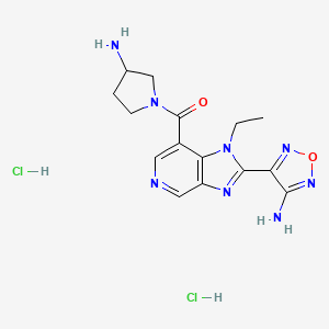 [2-(4-amino-1,2,5-oxadiazol-3-yl)-1-ethylimidazo[4,5-c]pyridin-7-yl]-(3-aminopyrrolidin-1-yl)methanone;dihydrochloride