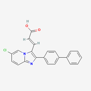 molecular formula C22H15ClN2O2 B13390743 3-(2-Biphenyl-4-yl-6-chloroimidazo[1,2-a]pyridin-3-yl)acrylic acid 