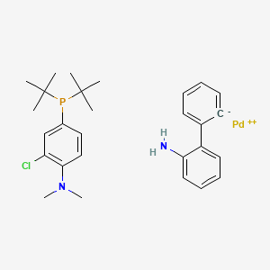 molecular formula C28H37ClN2PPd+ B13390779 2-chloro-4-ditert-butylphosphanyl-N,N-dimethylaniline;palladium(2+);2-phenylaniline 