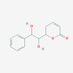 molecular formula C13H14O4 B13390794 2H-Pyran-2-one, 6-[(1R,2R)-1,2-dihydroxy-2-phenylethyl]-5,6-dihydro-,(6R)- 