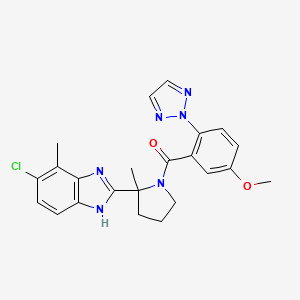 molecular formula C23H23ClN6O2 B13390928 (S)-[2-(6-Chloro-7-methyl-2-benzimidazolyl)-2-methyl-1-pyrrolidinyl][5-methoxy-2-(2H-1,2,3-triazol-2-yl)phenyl]methanone 