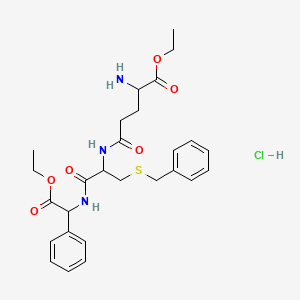 molecular formula C27H36ClN3O6S B13390929 ethyl 2-amino-5-[[3-benzylsulfanyl-1-[(2-ethoxy-2-oxo-1-phenylethyl)amino]-1-oxopropan-2-yl]amino]-5-oxopentanoate;hydrochloride 