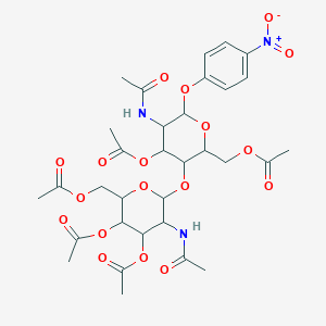 molecular formula C32H41N3O18 B13391007 [5-Acetamido-3-[3-acetamido-4,5-diacetyloxy-6-(acetyloxymethyl)oxan-2-yl]oxy-4-acetyloxy-6-(4-nitrophenoxy)oxan-2-yl]methyl acetate 