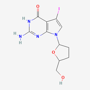 molecular formula C11H13IN4O3 B13391133 7-Iodo-7-deaza-2',3'-dideoxyguanosine 