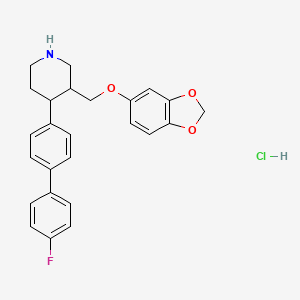 3-(1,3-Benzodioxol-5-yloxymethyl)-4-[4-(4-fluorophenyl)phenyl]piperidine;hydrochloride