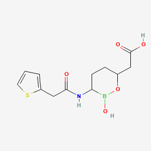 molecular formula C12H16BNO5S B13391267 2-[2-Hydroxy-3-[(2-thiophen-2-ylacetyl)amino]oxaborinan-6-yl]acetic acid 