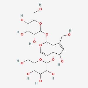 2-[[5-hydroxy-7-(hydroxymethyl)-4a-[3,4,5-trihydroxy-6-(hydroxymethyl)oxan-2-yl]oxy-5,7a-dihydro-1H-cyclopenta[c]pyran-1-yl]oxy]-6-(hydroxymethyl)oxane-3,4,5-triol