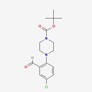 molecular formula C16H21ClN2O3 B1339130 tert-butyl 4-(4-chloro-2-formylphenyl)tetrahydro-1(2H)-pyrazinecarboxylate CAS No. 869478-16-0