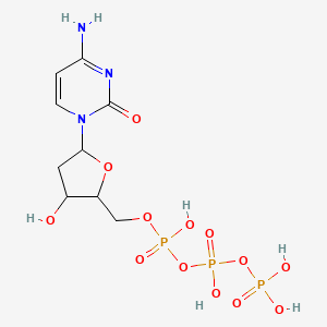 molecular formula C9H16N3O13P3 B13391306 4-Amino-1-[2-deoxy-5-O-(hydroxy{[hydroxy(phosphonooxy)phosphoryl]oxy}phosphoryl)pentofuranosyl]pyrimidin-2(1H)-one 