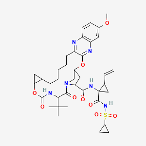 molecular formula C38H50N6O9S B13391314 (1R,18R,20R,24S,27S)-24-tert-butyl-N-[(1R,2S)-1-(cyclopropylsulfonylcarbamoyl)-2-ethenylcyclopropyl]-7-methoxy-22,25-dioxo-2,21-dioxa-4,11,23,26-tetrazapentacyclo[24.2.1.0^{3,12.0^{5,10.0^{18,20]nonacosa-3,5(10),6,8,11-pentaene-27-carboxamide 