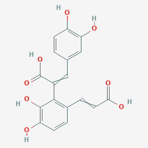 molecular formula C18H14O8 B13391365 2-[6-(2-Carboxyethenyl)-2,3-dihydroxyphenyl]-3-(3,4-dihydroxyphenyl)prop-2-enoic acid 