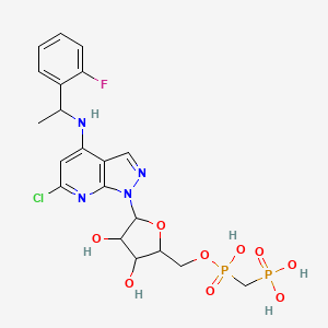 [[5-[6-Chloro-4-[1-(2-fluorophenyl)ethylamino]pyrazolo[3,4-b]pyridin-1-yl]-3,4-dihydroxyoxolan-2-yl]methoxy-hydroxyphosphoryl]methylphosphonic acid