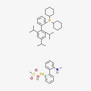 molecular formula C47H65NO3PPdS- B13391824 dicyclohexyl-[2-[2,4,6-tri(propan-2-yl)phenyl]phenyl]phosphane;methanesulfonic acid;N-methyl-2-phenylaniline;palladium 