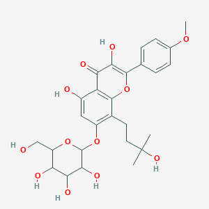 molecular formula C27H32O12 B13391912 3,5-Dihydroxy-8-(3-hydroxy-3-methylbutyl)-2-(4-methoxyphenyl)-7-[3,4,5-trihydroxy-6-(hydroxymethyl)oxan-2-yl]oxychromen-4-one 