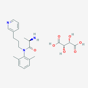 molecular formula C23H31N3O7 B133926 (2R)-2-amino-N-(2,6-dimethylphenyl)-N-(3-pyridin-3-ylpropyl)propanamide;(2S,3S)-2,3-dihydroxybutanedioic acid CAS No. 141725-10-2