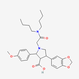 molecular formula C29H38N2O6 B13393008 4-Benzo[1,3]dioxol-5-yl-1-dibutylcarbamoylmethyl-2-(4-methoxy-phenyl)-pyrrolidine-3-carboxylic acid 