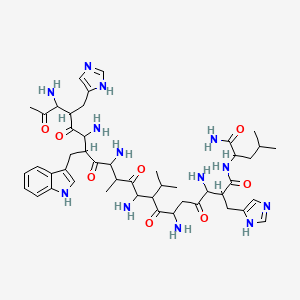 3,6,9,12,15,18-hexaamino-N-(1-amino-4-methyl-1-oxopentan-2-yl)-2,17-bis(1H-imidazol-5-ylmethyl)-14-(1H-indol-3-ylmethyl)-11-methyl-4,7,10,13,16,19-hexaoxo-8-propan-2-ylicosanamide