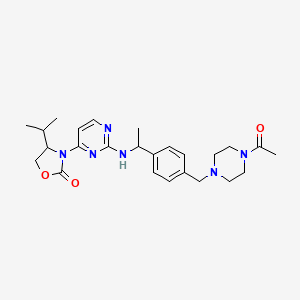 3-[2-[1-[4-[(4-Acetylpiperazin-1-yl)methyl]phenyl]ethylamino]pyrimidin-4-yl]-4-propan-2-yl-1,3-oxazolidin-2-one