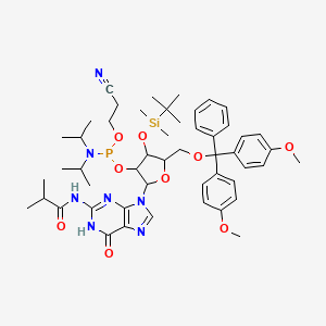 N-[9-[5-[[bis(4-methoxyphenyl)-phenylmethoxy]methyl]-4-[tert-butyl(dimethyl)silyl]oxy-3-[2-cyanoethoxy-[di(propan-2-yl)amino]phosphanyl]oxyoxolan-2-yl]-6-oxo-1H-purin-2-yl]-2-methylpropanamide