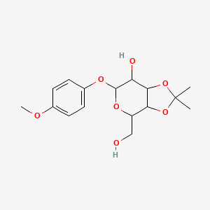 molecular formula C16H22O7 B13393169 4-(hydroxymethyl)-6-(4-methoxyphenoxy)-2,2-dimethyl-4,6,7,7a-tetrahydro-3aH-[1,3]dioxolo[4,5-c]pyran-7-ol 