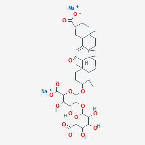 molecular formula C42H59Na2O16- B13393189 disodium;6-[6-carboxylato-2-[(11-carboxylato-4,4,6a,6b,8a,11,14b-heptamethyl-14-oxo-2,3,4a,5,6,7,8,9,10,12,12a,14a-dodecahydro-1H-picen-3-yl)oxy]-4,5-dihydroxyoxan-3-yl]oxy-3,4,5-trihydroxyoxane-2-carboxylate 