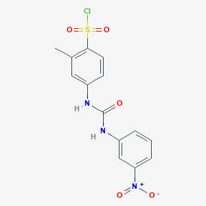 molecular formula C14H12ClN3O5S B13393282 2-Methyl-4-[3-(3-nitrophenyl)ureido]benzenesulfonyl chloride 