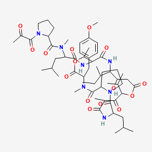 molecular formula C57H87N7O15 B13393309 cyclic peptide deriv.; Aplidin; Dehydrodidemnin B; Plitidepsin 