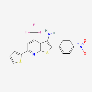 molecular formula C18H10F3N3O2S2 B13393338 2-(4-Nitrophenyl)-6-thiophen-2-yl-4-trifluoromethyl-thieno[2,3-b]pyridin-3-ylamine 