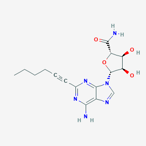 molecular formula C16H20N6O4 B133934 2-(1-Hexyn-1-yl)adenosine-5'-uronamide CAS No. 142103-07-9