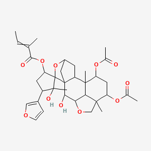 [13,15-Diacetyloxy-4'-(furan-3-yl)-3',8-dihydroxy-1,3',12-trimethylspiro[5,10-dioxapentacyclo[7.6.1.14,7.02,7.012,16]heptadecane-6,2'-cyclopentane]-1'-yl] 2-methylbut-2-enoate