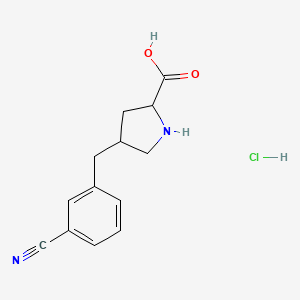 4-[(3-Cyanophenyl)methyl]pyrrolidine-2-carboxylic acid;hydrochloride