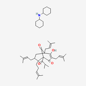 molecular formula C47H75NO4 B13394247 N-cyclohexylcyclohexanamine;4-hydroxy-8-methyl-3,5,7-tris(3-methylbut-2-enyl)-8-(4-methylpent-3-enyl)-1-(2-methylpropanoyl)bicyclo[3.3.1]non-3-ene-2,9-dione 