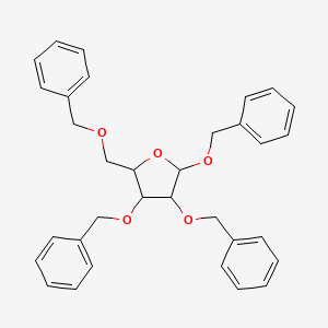 molecular formula C33H34O5 B13394255 2,3,4-Tris(phenylmethoxy)-5-(phenylmethoxymethyl)oxolane 