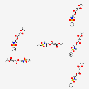 molecular formula C95H152N6O36S6 B13394366 1-O-[2-(benzenesulfonamido)propyl] 4-O-propan-2-yl but-2-enedioate;1-O-[2-(benzylsulfonylamino)propyl] 4-O-propan-2-yl but-2-enedioate;1-O-[2-(cyclohexylmethylsulfonylamino)propyl] 4-O-propan-2-yl but-2-enedioate;1-O-[2-(cyclohexylsulfonylamino)propyl] 4-O-propan-2-yl but-2-enedioate;1-O-[2-(2,2-dimethylpropylsulfonylamino)propyl] 4-O-propan-2-yl but-2-enedioate;1-O-[2-(2-methylpropylsulfonylamino)propyl] 4-O-propan-2-yl but-2-enedioate CAS No. 9002-64-6