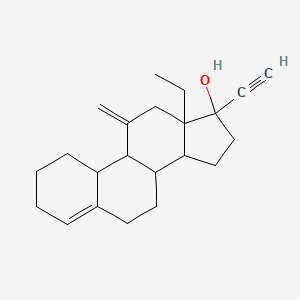 molecular formula C22H30O B13394401 13-ethyl-17-ethynyl-11-methylene-1,2,3,6,7,8,9,10,12,14,15,16-dodecahydrocyclopenta[a]phenanthren-17-ol;Desogestrel 