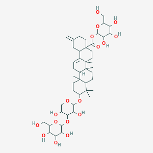 molecular formula C46H72O17 B13394404 [3,4,5-Trihydroxy-6-(hydroxymethyl)oxan-2-yl] 10-[3,5-dihydroxy-4-[3,4,5-trihydroxy-6-(hydroxymethyl)oxan-2-yl]oxyoxan-2-yl]oxy-6a,6b,9,9,12a-pentamethyl-2-methylidene-1,3,4,5,6,6a,7,8,8a,10,11,12,13,14b-tetradecahydropicene-4a-carboxylate 