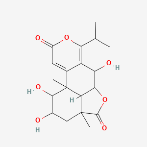 molecular formula C19H24O7 B13394414 (1S,8R,9S,12S,14R,15S,16R)-8,14,15-trihydroxy-1,12-dimethyl-6-propan-2-yl-5,10-dioxatetracyclo[7.6.1.0^{2,7.0^{12,16]hexadeca-2,6-diene-4,11-dione 