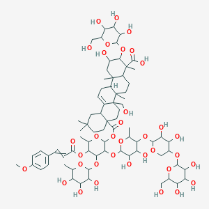 8a-[3-[5-[3,4-Dihydroxy-5-[3,4,5-trihydroxy-6-(hydroxymethyl)oxan-2-yl]oxyoxan-2-yl]oxy-3,4-dihydroxy-6-methyloxan-2-yl]oxy-5-[3-(4-methoxyphenyl)prop-2-enoyloxy]-6-methyl-4-(3,4,5-trihydroxy-6-methyloxan-2-yl)oxyoxan-2-yl]oxycarbonyl-2-hydroxy-6b-(hydroxymethyl)-4,6a,11,11,14b-pentamethyl-3-[3,4,5-trihydroxy-6-(hydroxymethyl)oxan-2-yl]oxy-1,2,3,4a,5,6,7,8,9,10,12,12a,14,14a-tetradecahydropicene-4-carboxylic acid