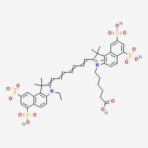 molecular formula C43H46N2O14S4 B13394586 2-[7-[3-(5-Carboxypentyl)-1,1-dimethyl-6,8-disulfobenzo[e]indol-3-ium-2-yl]hepta-2,4,6-trienylidene]-3-ethyl-1,1-dimethyl-6-sulfobenzo[e]indole-8-sulfonate 