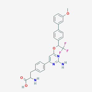 2-Amino-3-[4-[2-amino-6-[2,2,2-trifluoro-1-[4-(3-methoxyphenyl)phenyl]ethoxy]pyrimidin-4-yl]phenyl]propanoic acid