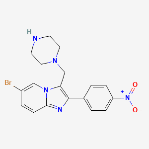 molecular formula C18H18BrN5O2 B13394740 6-Bromo-2-(4-nitrophenyl)-3-piperazin-1-ylmethylimidazo[1,2-a]pyridine CAS No. 727977-36-8