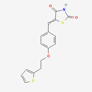 molecular formula C16H13NO3S2 B13394751 5-(4-(2-(Thiophen-2-yl)ethoxy)benzylidene)thiazolidine-2,4-dione 