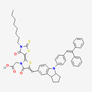 2-[5-[[4-[4-(2,2-diphenylethenyl)phenyl]-2,3,3a,8b-tetrahydro-1H-cyclopenta[b]indol-7-yl]methylidene]-2-(3-octyl-4-oxo-2-sulfanylidene-1,3-thiazolidin-5-ylidene)-4-oxo-1,3-thiazolidin-3-yl]acetic acid